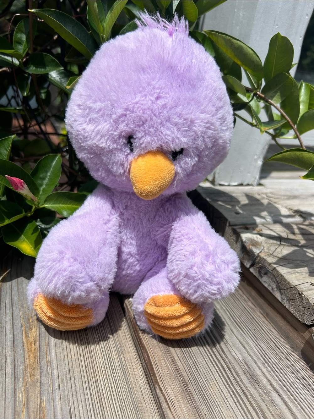 Spark Create Imagine plush purple chick rattles and crinkle material on feet